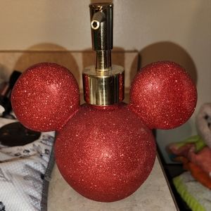 Red glitter mickey soap dispenser